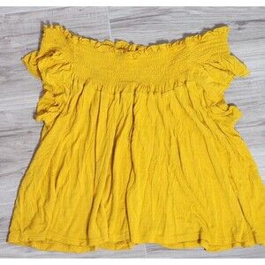 Heart Hips Yellow Cropped Top Off-Shoulder Women's Size M